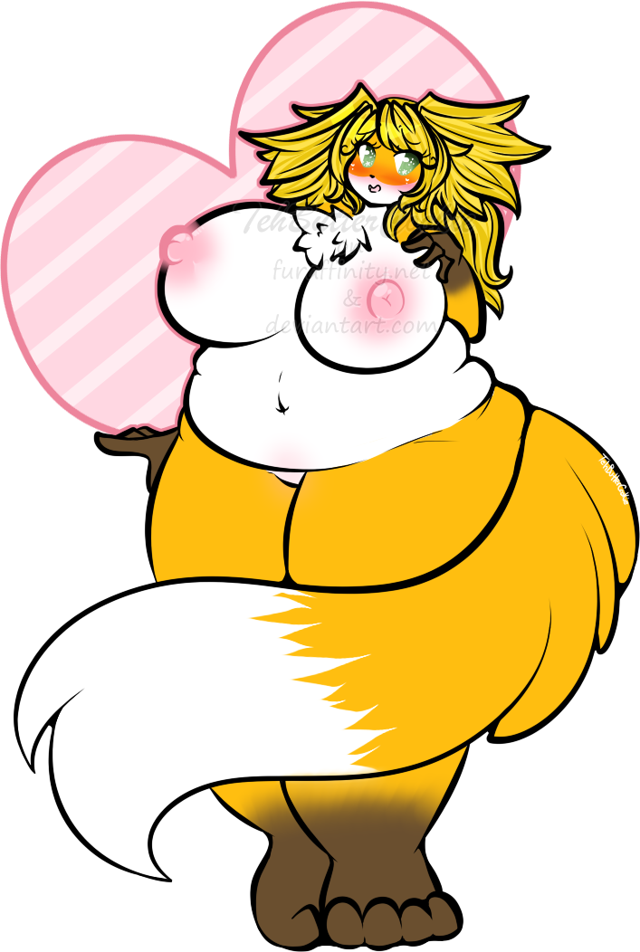 alpha_channel areola big_breasts big_butt blush breast_grab breasts butt canine chest_tuft chubby cute dog erect_nipples female fur green_eyes hair huge_breasts looking_at_viewer mammal navel nipples obese open_mouth overweight pink_nipples tail_tuft tehbuttercookie tuft white_fur wide_hips yellow_fur