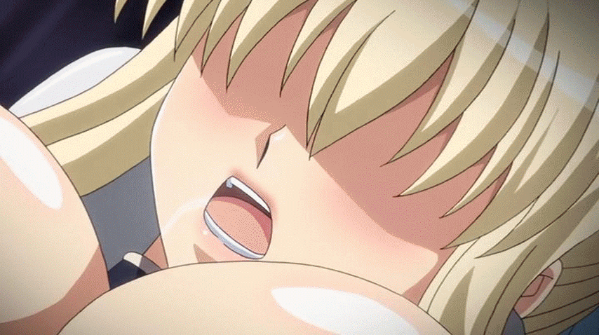 animated animated_gif armor blonde_hair bounce bouncing_breasts breasts clothed_sex drooling huge_breasts isis_petrovna_ellenskaia knight kyonyuu_fantasy lipstick makeup moaning saliva sex waffle