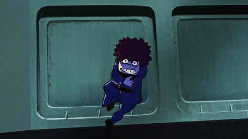 2boys animated animated_gif falling gamagoori_ira kill_la_kill multiple_boys stairs suzuki_(kill_la_kill)