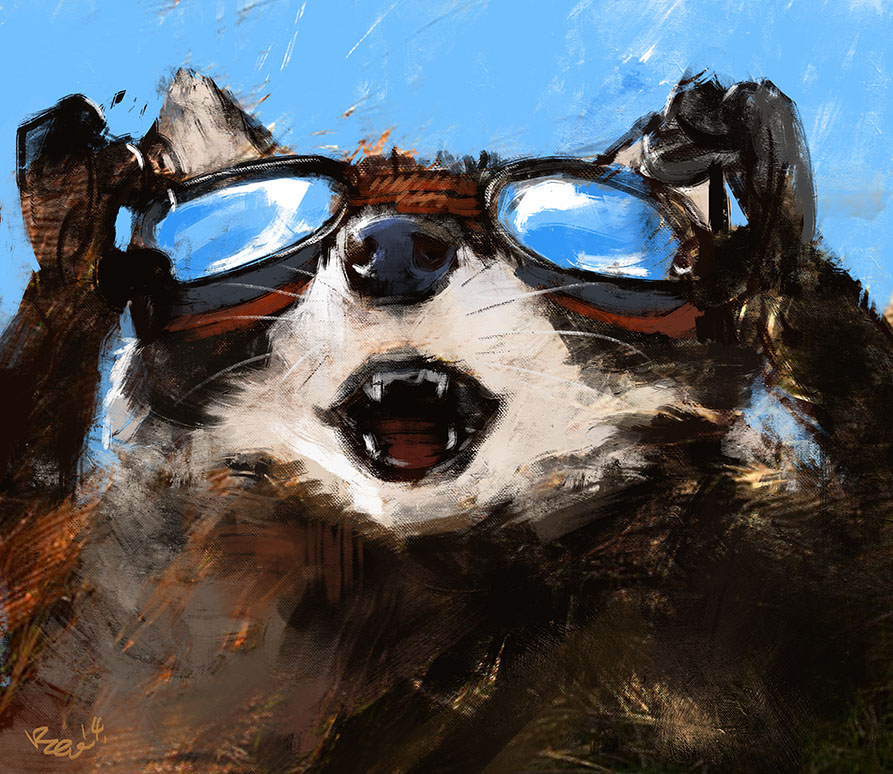 blue_background eyewear feral goggles mammal plain_background raccoon racoonwolf solo