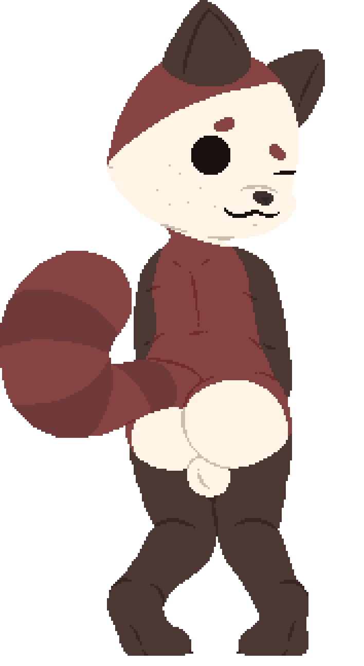 ailurid alpha_channel anthro backsack balls butt cub male mammal nooplip red_panda simple_background solo transparent_background young
