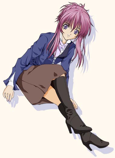 boots chikage_(sister_princess) heels high_heels pink_hair purple_eyes shoes sister_princess sitting violet_eyes