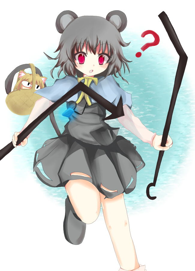 ? animal_ears basket blonde_hair cat_ears chibi crossover grey_hair jewelry mikan_ame mouse mouse_ears mouse_tail multiple_girls nazrin nekoarc pendant pointy_ears red_eyes short_hair tail touhou tsukihime
