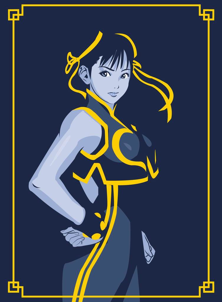 1girl chun-li cowboy_shot from_side hair_ornament hair_ribbon hand_on_hip lips looking_at_viewer ribbon side solo standing street_fighter