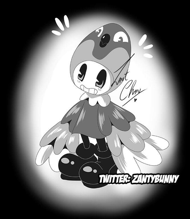 avian beak bendy bendy_and_the_ink_machine bendy_in_nightmare_run bird blush clothing cosplay costume demon duo feathers footwear humanoid male parrot shoes smile standing teeth video_games wings zantybunny