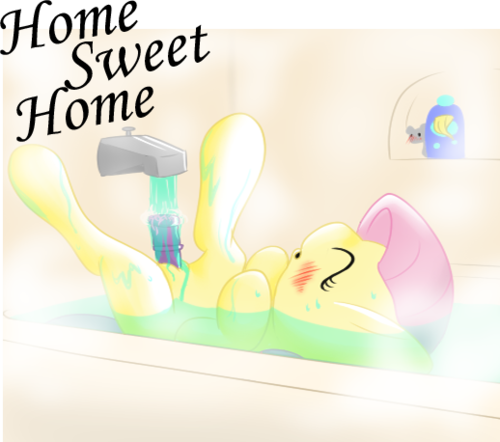 bathtub blush dildo english_text equine eyes_closed faucet female fluttershy_(mlp) friendship_is_magic fur hair horse lying mammal minthentai mouse my_little_pony on_back open_mouth pink_hair pony pussy rodent sex_toy spread_legs spreading steam text water yellow_fur