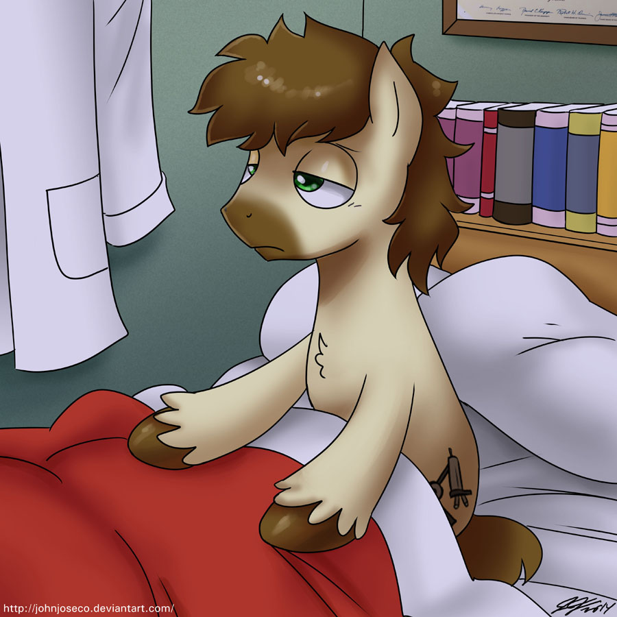 awake bed equine feral horse john_joseco male mammal my_little_pony original_character pillow pony solo
