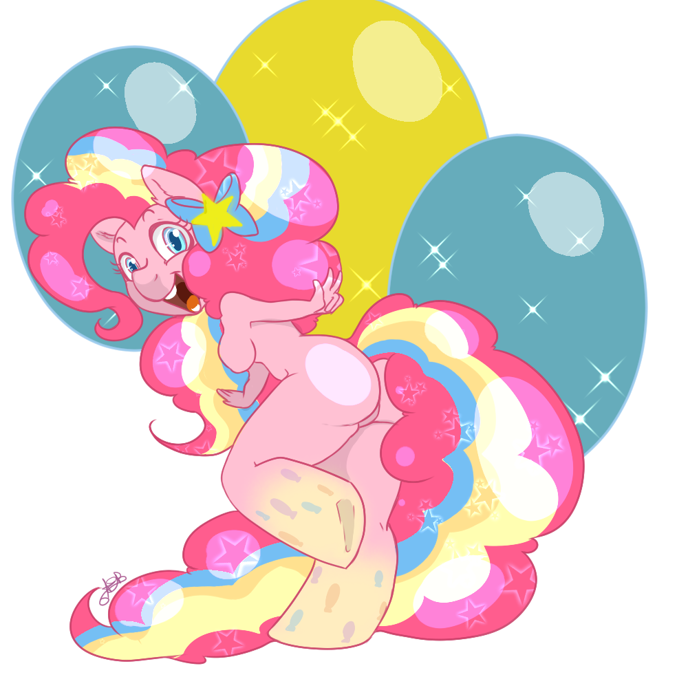 alpha_channel anthro anthrofied arnachy blue_eyes breasts butt equine female friendship_is_magic fur hair horse looking_at_viewer mammal my_little_pony open_mouth pink_fur pink_hair pinkie_pie_(mlp) plain_background pony rainbow_power solo transparent_background
