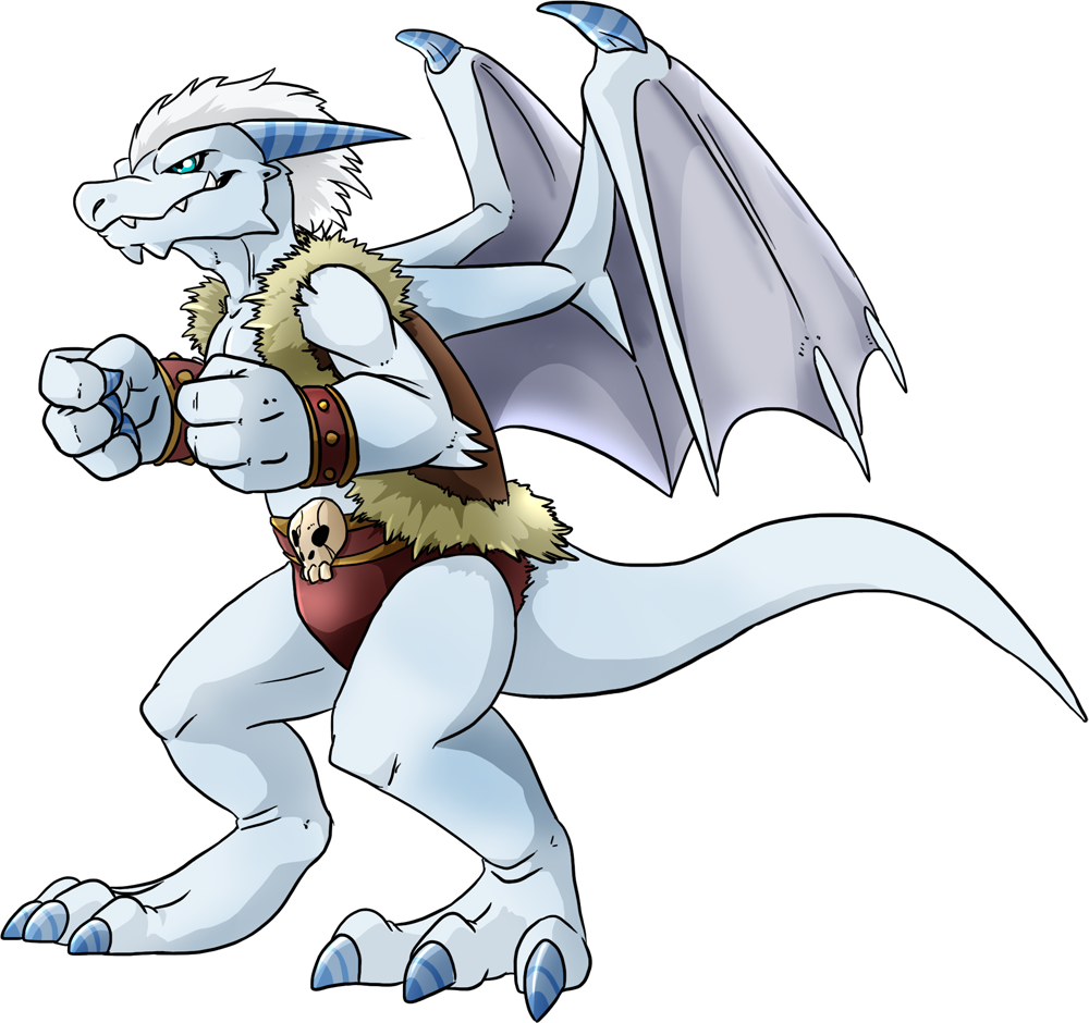 blue_eyes clothing digimon dragon frost_draconian frost_dragon izzyreddragon kaiserdramon male original_character solo white_dragon