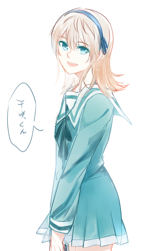 aki_(neyuki41028) blonde_hair blue_eyes dress genderswap genderswap_(mtf) hairband isaki_kaname nagi_no_asukara sailor_dress school_uniform serafuku short_hair