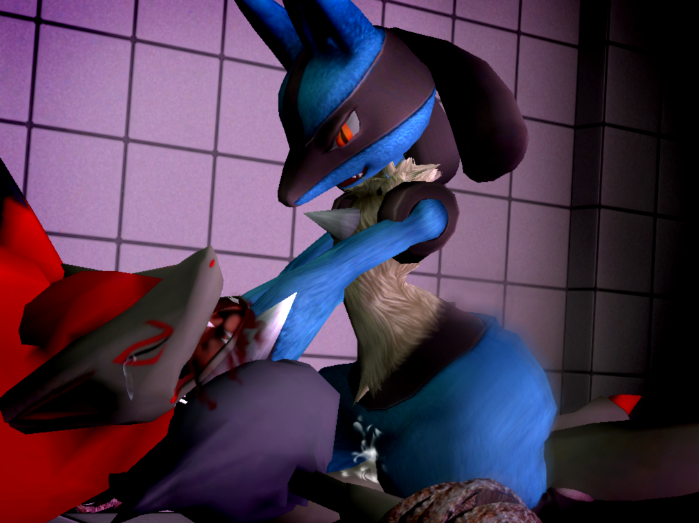 bdsm blood bondage bound butt choking cowgirl_position crying cum forced lucario nintendo on_top pok&eacute;mon rape rope tears thrusting tied_down video_games wide_hips zoroark