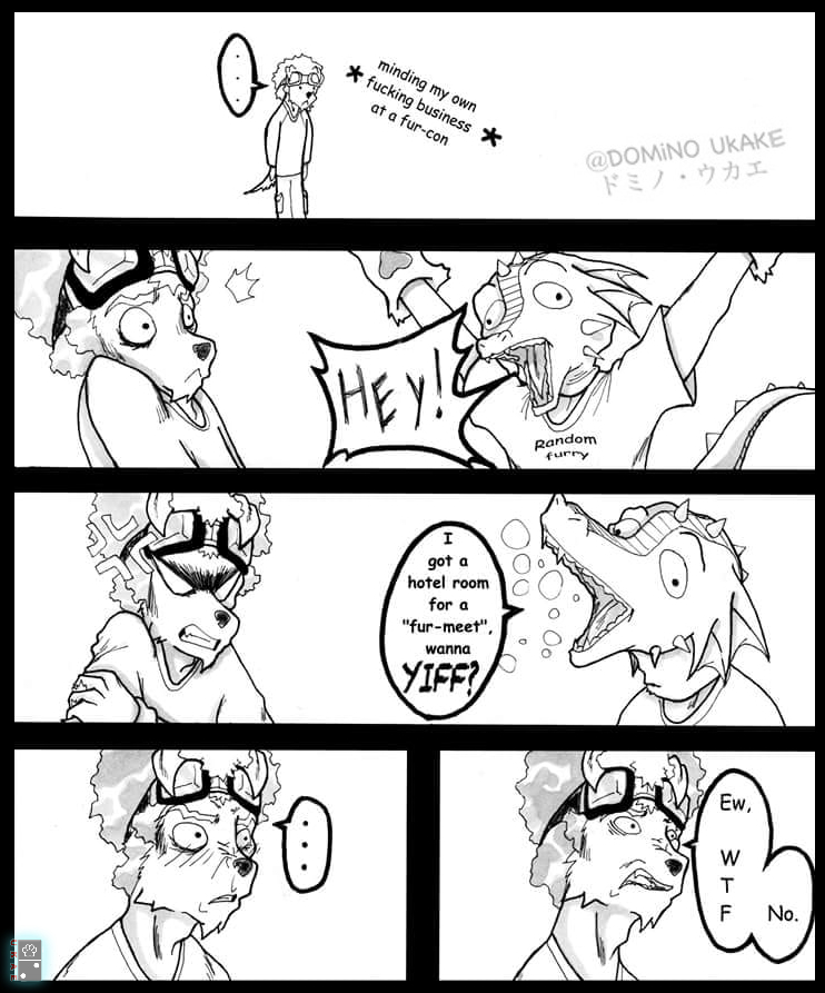 african-american anthro comic domino_ukae dominoukae furcon furry_comic fursuite humor invalid_tag manga room366 slice_of_life