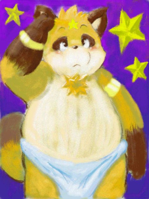 armadirou blush chest_tuft clothing cute fur kemono pose standing star tanuki tuft