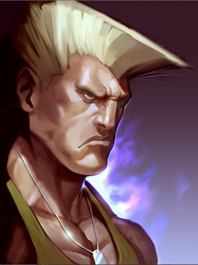 aura blonde_hair blue_eyes dog_tags guile james_ghio male_focus muscle solo street_fighter tank_top upper_body