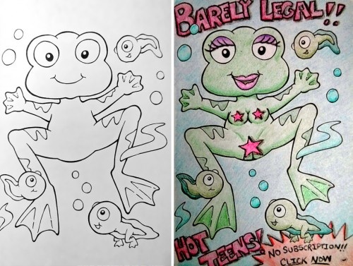 barely_legal censored coloring_book_corruption female frog furries_ruin_everything makeup tadpole