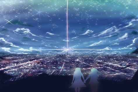 bad_id bad_pixiv_id city_lights cityscape hands_together hat lowres maribel_hearn multiple_girls night septet_(zrca_janne) silhouette touhou usami_renko