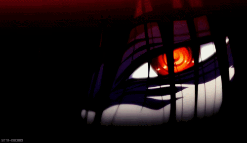 alucard animated animated_gif black_hair grin hellsing laugh laughing male male_focus red_eyes smile