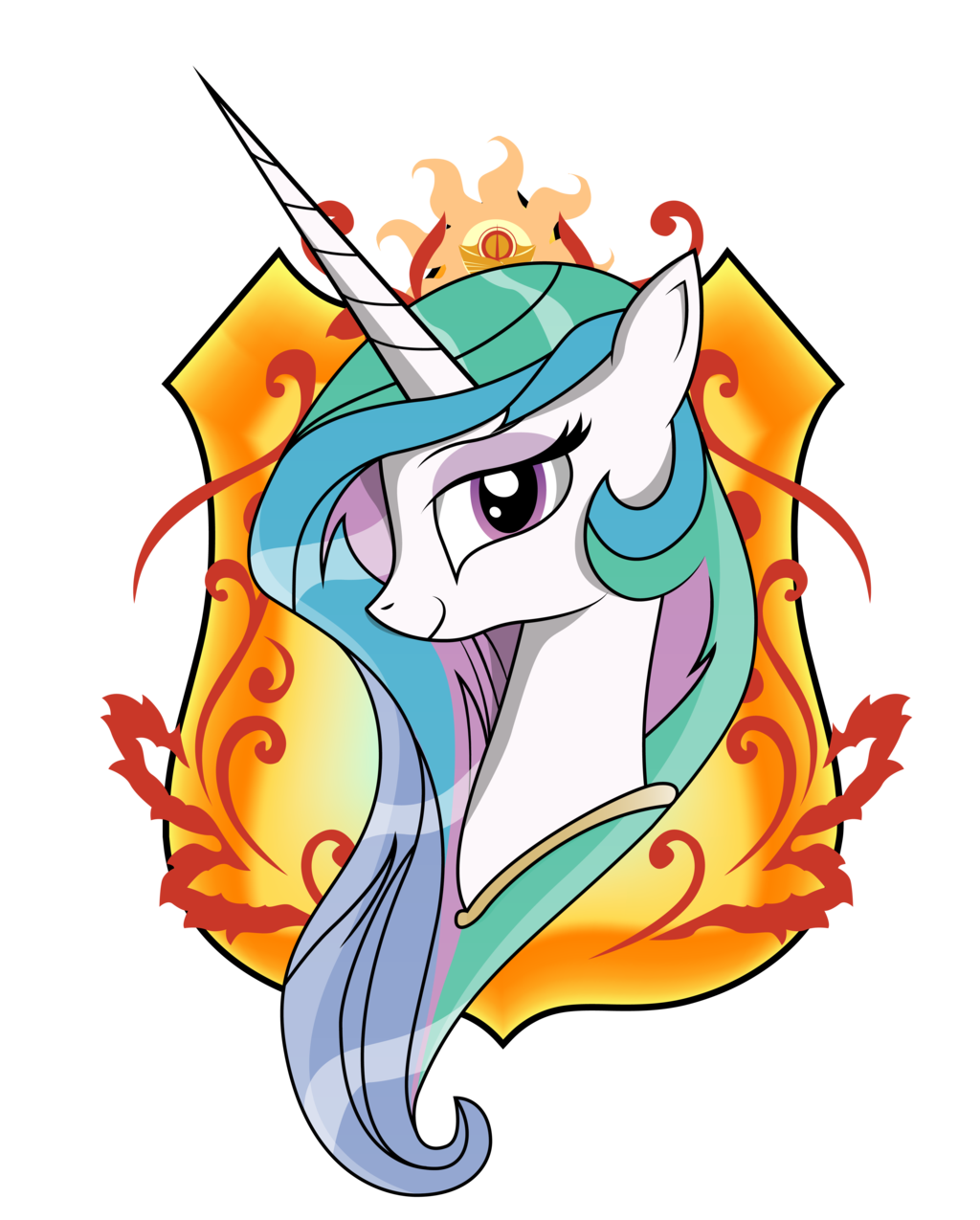 bigger_version_at_the_source equine friendship_is_magic fur hair hi_res horn mammal multi-colored_hair my_little_pony open_eyes plain_background princess princess_celestia_(mlp) purple_eyes royalty smile solo spectty transparent_background unicorn white_fur