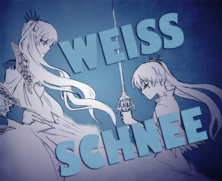 blue_background character_name closed_eyes dress from_side holding holding_sword holding_weapon kuma_(bloodycolor) left-handed long_hair monochrome myrtenaster profile rapier rwby scar scar_across_eye simple_background sword weapon weiss_schnee