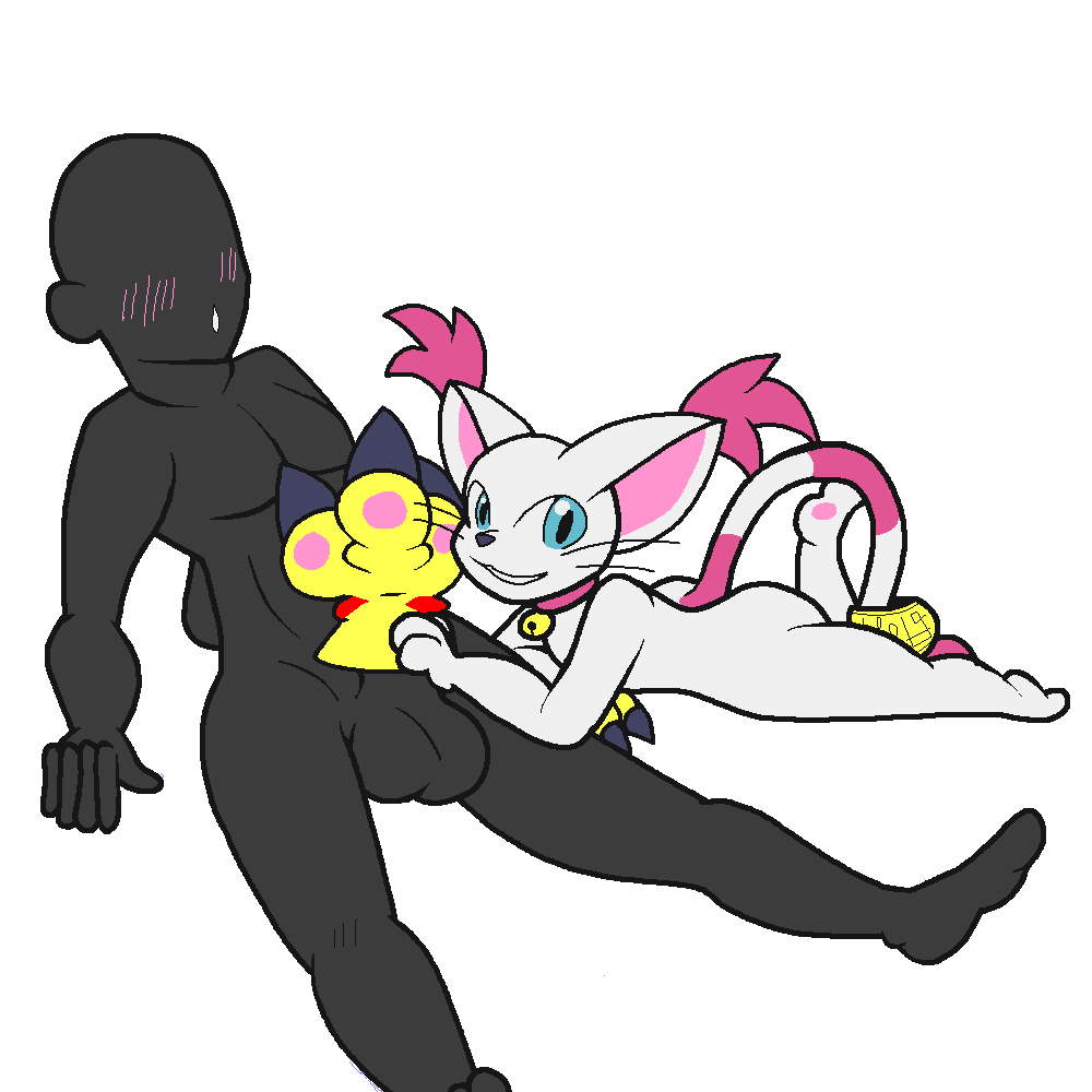 anthro balls bestiality butt cyanzangoose digimon feline feral gatomon gay glovejob handjob human interspecies male mammal penis plain_background video_games white_background