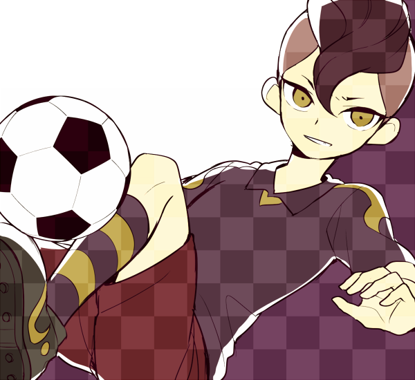 ball character_request grin inazuma_eleven_(series) male_focus saku_anna smile soccer_ball soccer_uniform solo sportswear telstar