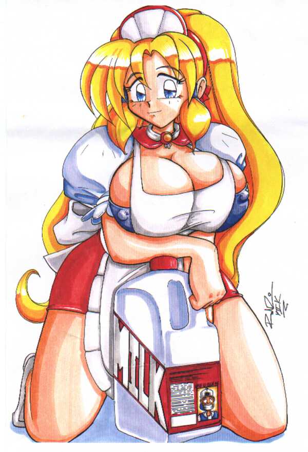 big_breasts blonde_hair breasts erect_nipples female hair hairband huge_breasts human jug mammal milkmaid nipples shonuff skirt superhero the_magnificent_milkmaid thick_thighs