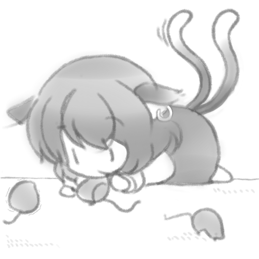 all_fours animal_ears bad_id bad_pixiv_id cat_ears cat_tail chen chibi earrings greyscale jewelry monochrome mouse multiple_tails sinhto solo tail touhou |_|