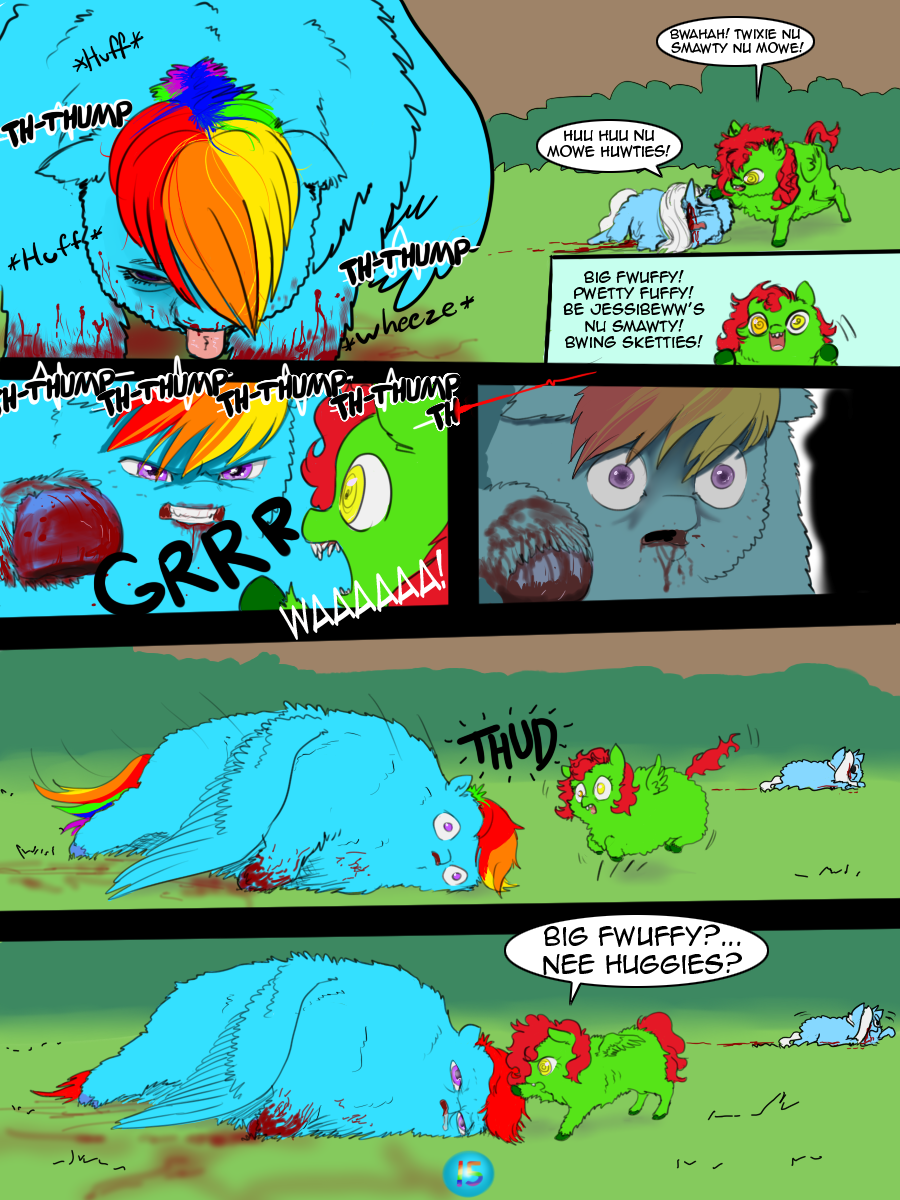 comic female fluffy_pony friendship_is_magic gore hair my_little_pony rainbow_dash_(mlp) red_hair shadysmarty sound_effects translation_request trixie trixie_(mlp) wings