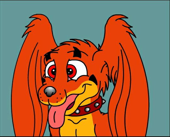 black_nose canine collar cute demi-glenn donamer_(artist) facial_markings fur hair male mammal markings open_mouth red_eyes red_fur red_hair scalie smile solo tongue tongue_out young