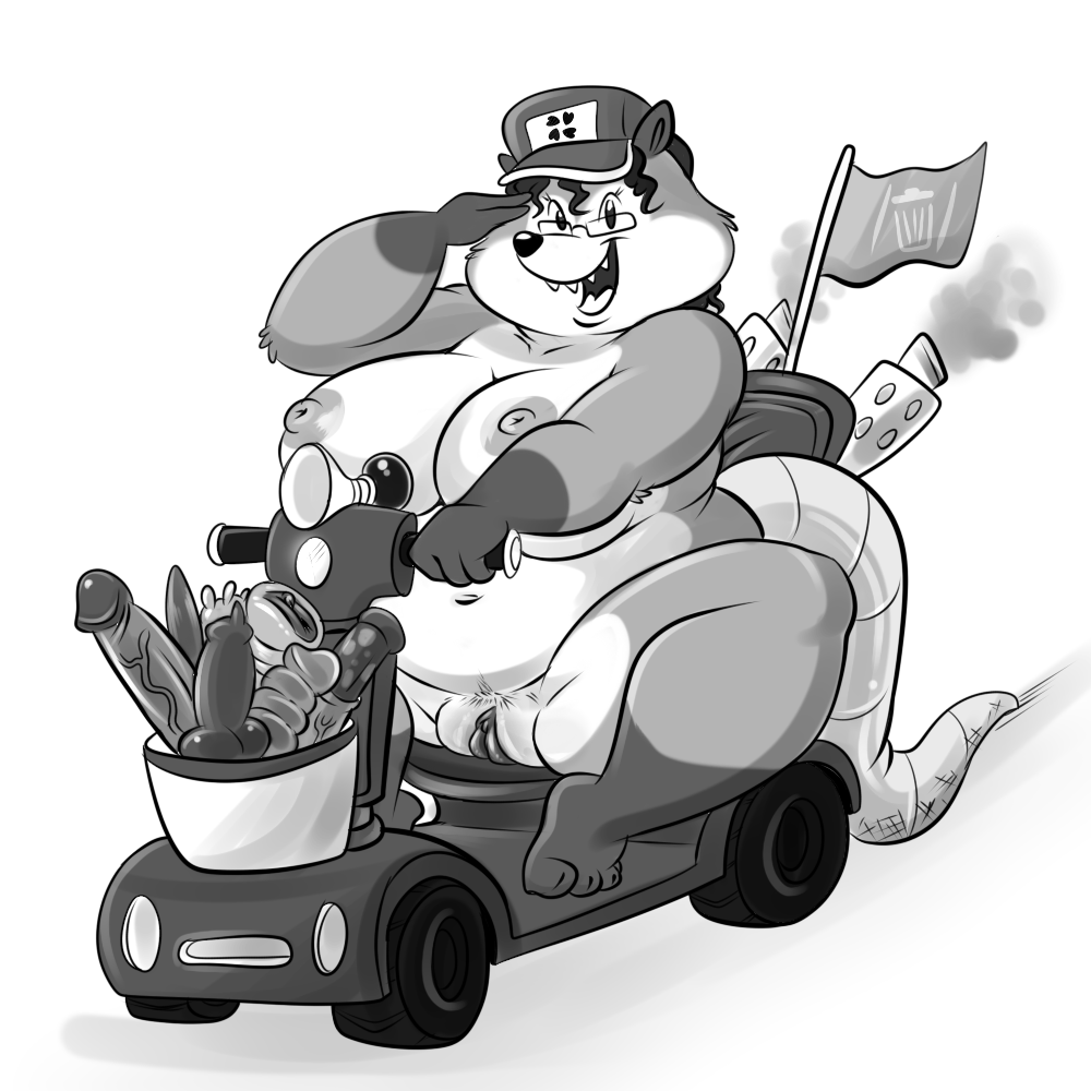 /trash/ 4chan anthro areola baseball_cap basket belly big_areola big_belly big_breasts breasts canine_dildo clitoris dildo driving equine_dildo eyelashes eyewear female flag glasses greyscale hat horn_(musical_instrument) lonbluewolf long_tail looking_at_viewer mammal marsupial mobility_scooter monochrome nipples nude obese obese_female open_mouth opossum overweight overweight_female penetrable_sex_toy plump_labia possum pubes pussy scooter sex_toy simple_background sitting smile solo tire tongue trish_(4chan) vehicle virginia_opossum white_background