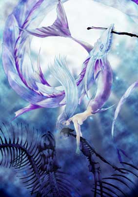 animal long_hair lowres mermaid monster_girl original purple_hair sakazaki_sakura underwater