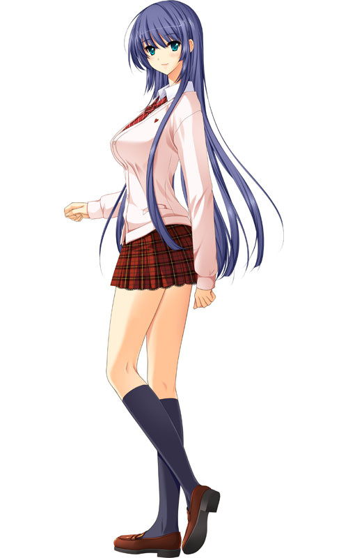 blue_hair gakuen_taima green_eyes koizumi_amane long_hair mikoshiba_iori school_uniform simple_background