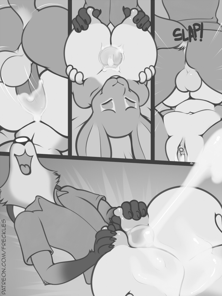 2018 anthro areola balls big_breasts breasts canid canine clitoris comic cum cum_on_breasts cum_on_penis cumshot digital_media_(artwork) disney duo ejaculation eyes_closed female fox freckles_(artist) gloves_(marking) greyscale huge_breasts humanoid_penis judy_hopps lagomorph male male/female mammal markings monochrome nick_wilde nipples open_mouth orgasm penis pussy rabbit sex titfuck url zootopia