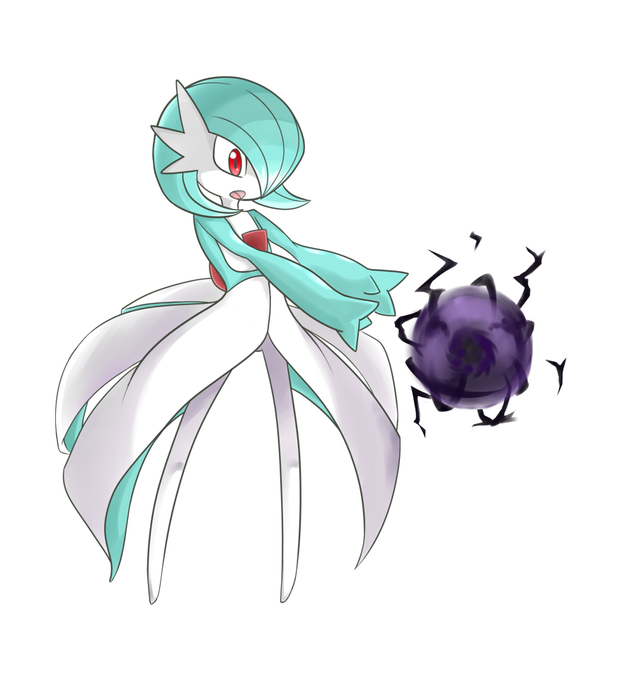 &#12491;&#12483;&#12461;&#12540; 1girl artist_request gardevoir nintendo plain_background pok&#233;mon pok&eacute;mon pokemon red_eyes shadow_ball shiny_pok&#233;mon shiny_pok&eacute;mon solo unknown_artist video_games white_background