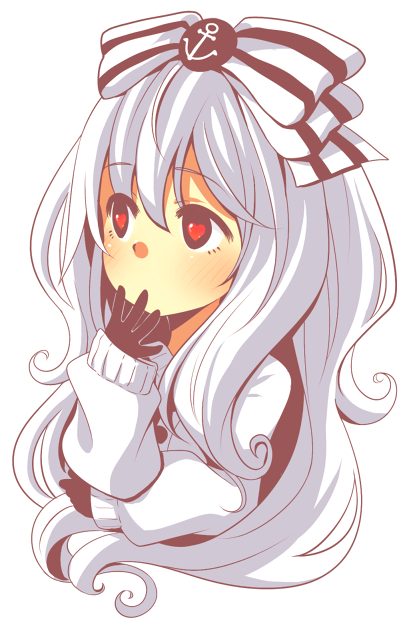 anchor_hair_ornament anchor_symbol blush bow gaia_online hair_ornament hair_ribbon heart heart-shaped_pupils long_hair long_sleeves purdoy25 red_eyes ribbon solo striped symbol-shaped_pupils transparent_background upper_body white_hair