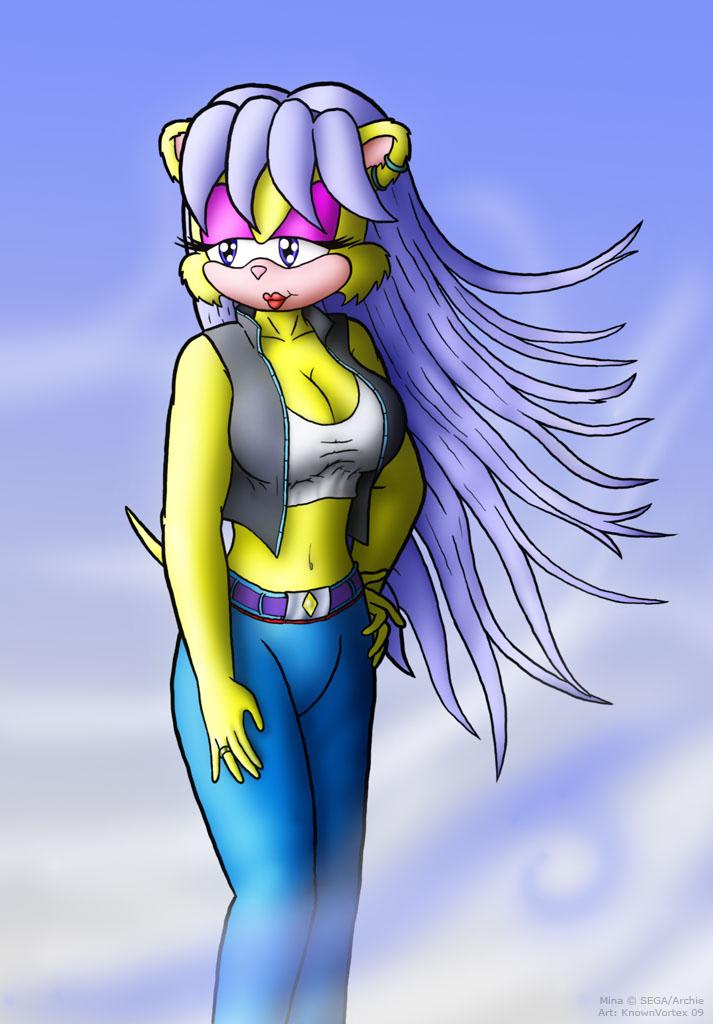 female fur hair knownvortex long_hair mina_mongoose solo white_hair yellow_fur