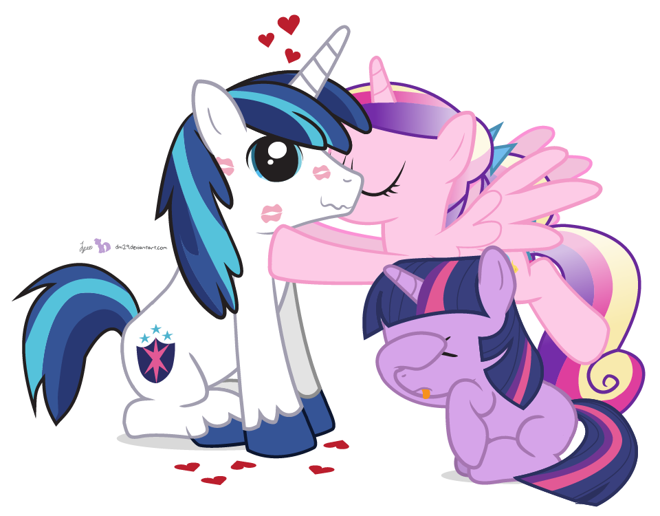 &lt;3 alpha_channel blue_eyes blue_hair cute cutie_mark dm29 equine eyes_closed female feral fetlocks friendship_is_magic fur group hair hooves horn horse inside kiss_mark kissing male mammal multi-colored_hair my_little_pony pink_fur plain_background pony ponytail princess_cadance_(mlp) shining_armor_(mlp) tongue tongue_out transparent_background twilight_sparkle_(mlp) unicorn white_fur winged_unicorn wings
