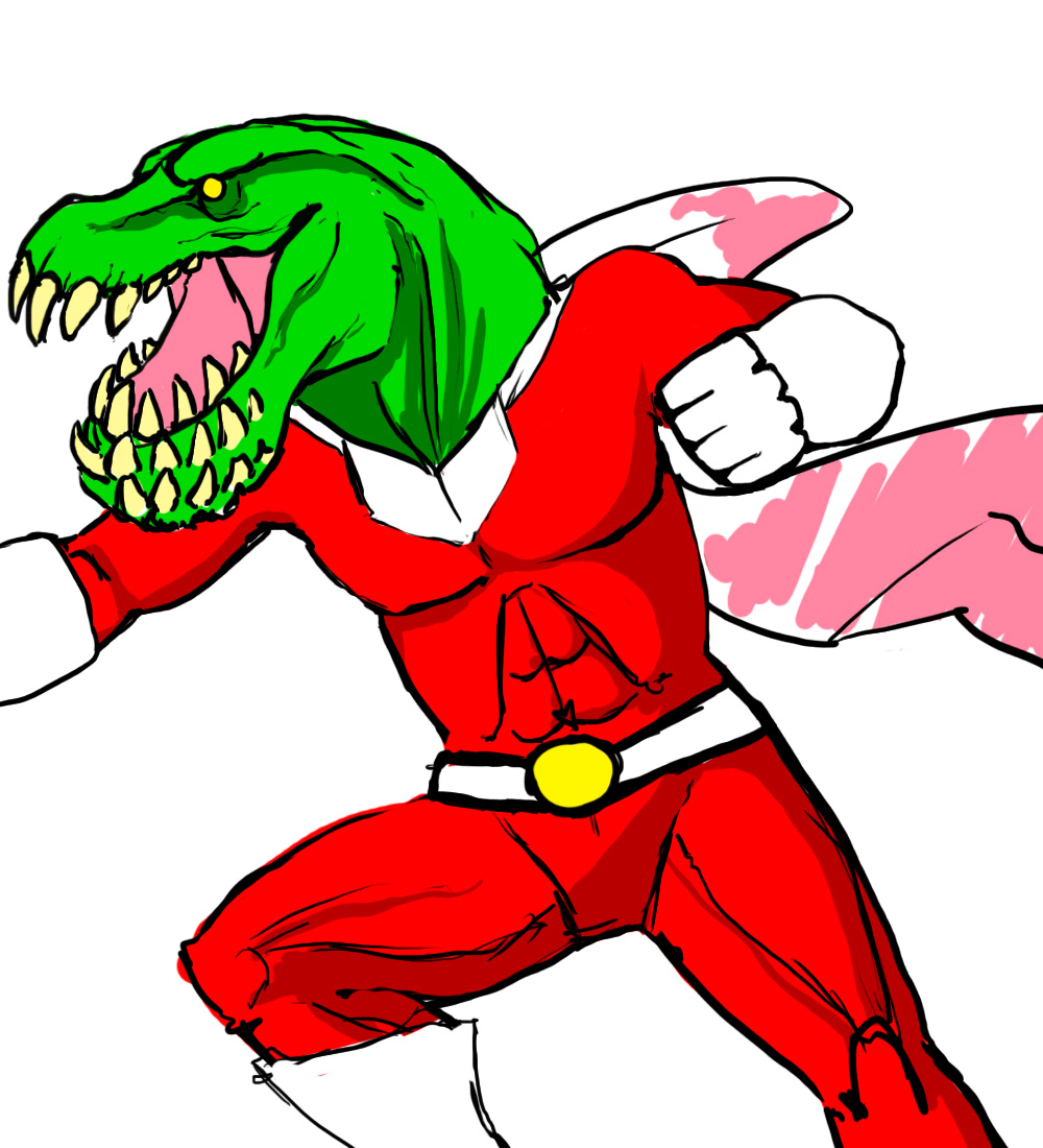 abs ambiguous_gender anthro belt brute_wyvern capcom clothing deviljho dinosaur gloves monster_hunter muscles pecs plain_background scalie scarf solo video_games viewtiful_joe white_background