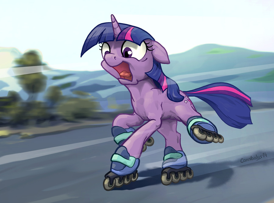 cannibalus cutie_mark equine female feral friendship_is_magic horn horse mammal my_little_pony pony rollerskates screaming solo twilight_sparkle_(mlp) unicorn