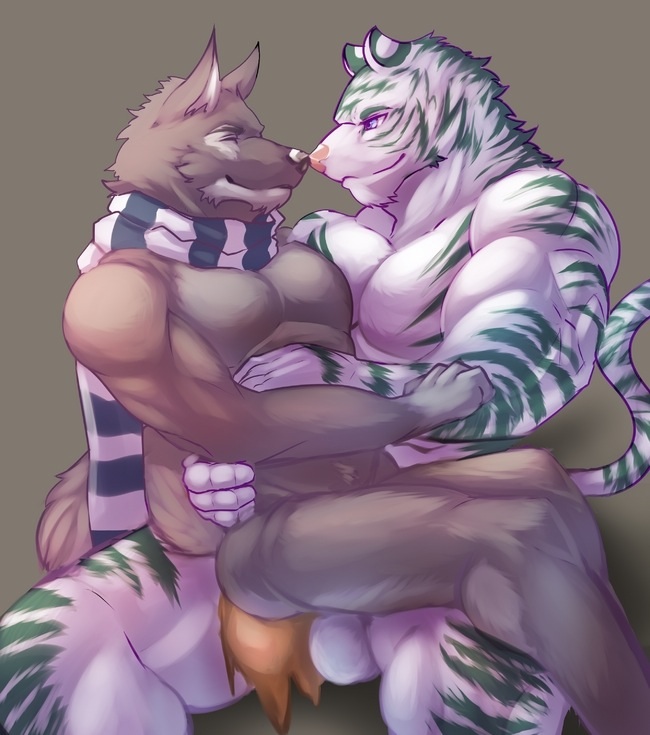 biceps canine closed eyes_closed feline gay istani male mammal muscles november pecs scarf tiger wolf