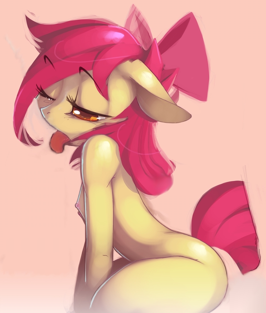 apple_bloom_(mlp) bow_tie breasts earth_pony edit equine eyelashes female flat_breasts flat_chested friendship_is_magic hair horse mammal my_little_pony nude pony small_breasts solo tongue xennos young