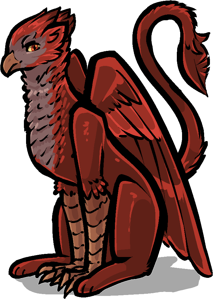 alpha_channel ambiguous_gender avian beak claws countershade_neck countershading feathered_wings feathers feral gryphon jam_(artist) mythological_avian mythological_creature mythology paws quadruped red_body red_feathers simple_background solo tail transparent_background wings