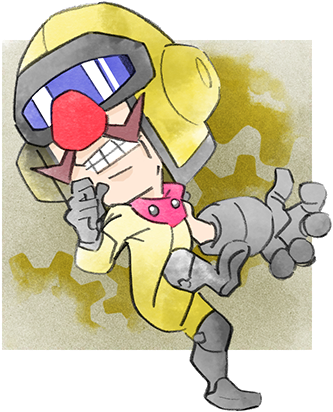 1boy big_nose clenched_teeth dr._crygor facial_hair gloves grey_footwear grey_gloves helmet jumpsuit lowres mustache official_art red_nose takeuchi_kou teeth third-party_source warioware warioware:_get_it_together! yellow_headwear yellow_jumpsuit