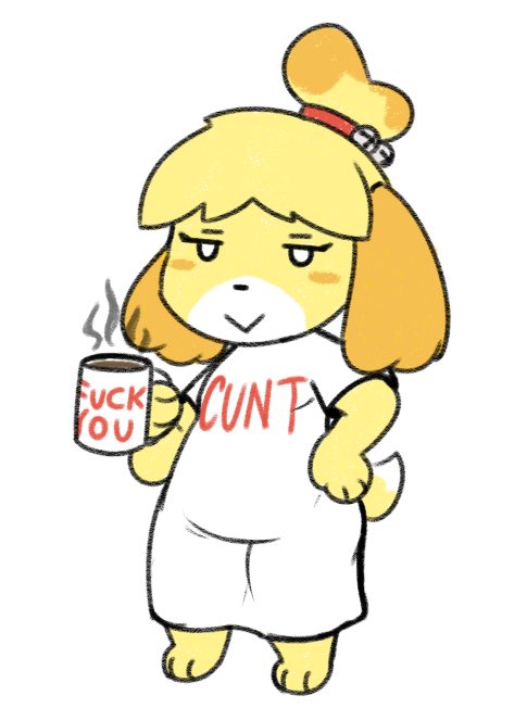 2024 3_toes animal_crossing anthro bell beverage blonde_hair canid canine canis cheek_spots clothing coffee coffee_mug countershade_snout countershading dipstick_tail domestic_dog eyebrows eyelashes feet female floppy_ears fur hair half-closed_eyes hand_on_hip highlights_(coloring) holding_object isabelle_(animal_crossing) jingle_bell mammal markings meme meme_clothing narrowed_eyes nintendo oofmasterxd orange_body orange_fur orange_highlights ponytail shih_tzu shirt simple_background smile snout solo standing tail tail_markings text text_on_clothing text_on_shirt text_on_topwear toes topwear toy_dog white_background white_body white_clothing white_fur white_shirt white_topwear wide_hips yellow_body yellow_fur