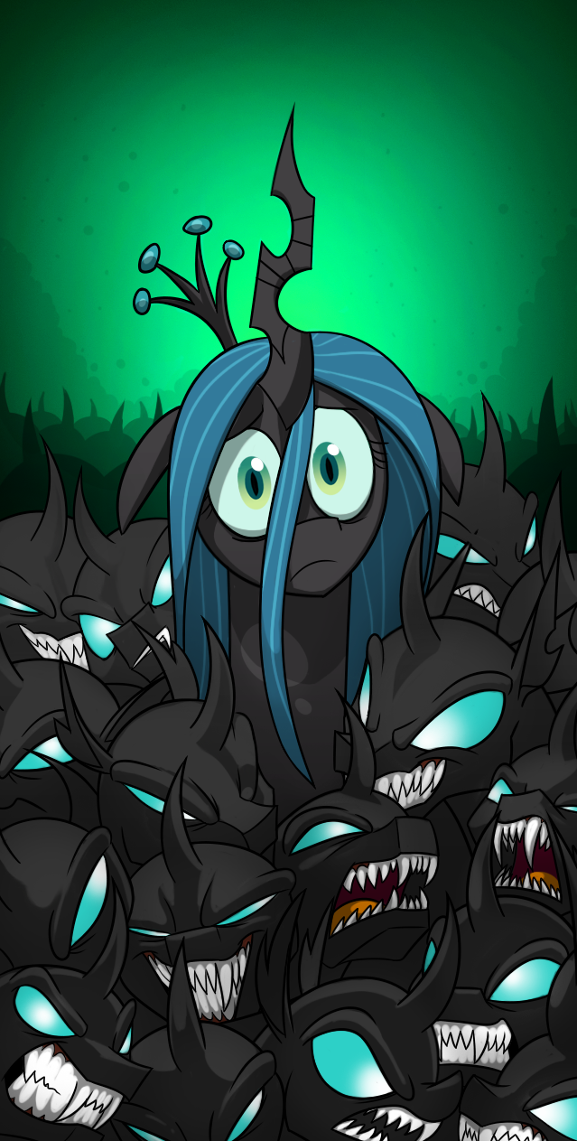 2014 changeling female feral friendship_is_magic green_eyes green_hair hair long_hair mickeymonster my_little_pony queen_chrysalis_(mlp) sad