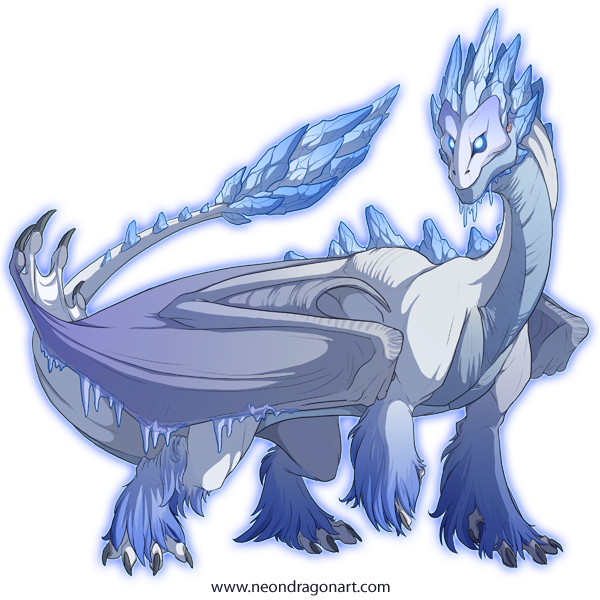 blue_eyes deity dragon flight_rising furry_dragon ice icewarden male neondragon solo white_scales wings