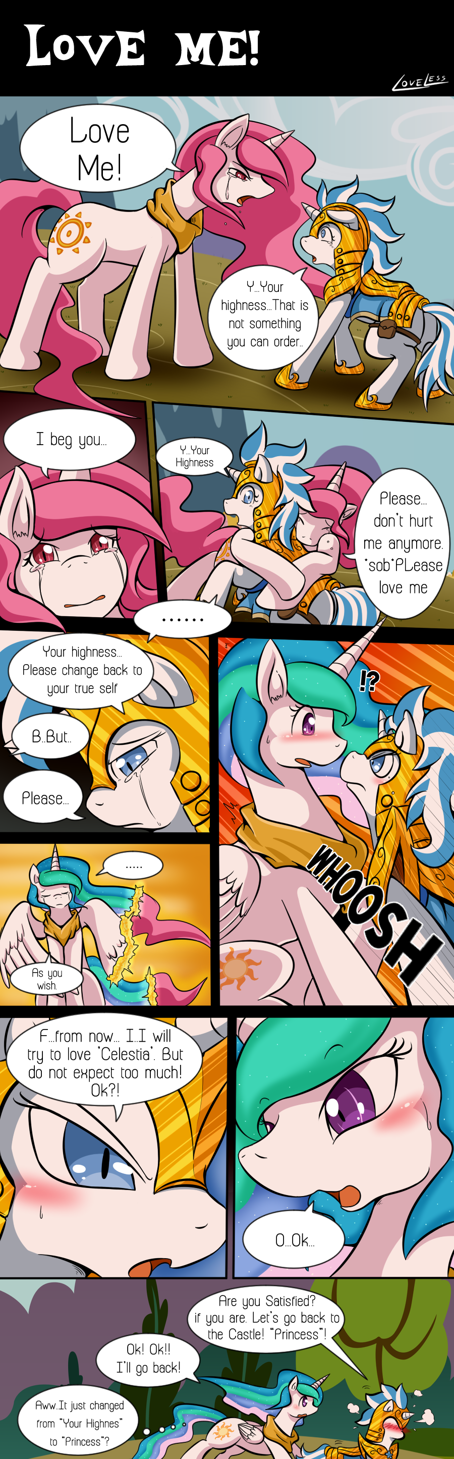 2013 armor blue_eyes blush comic crying cutie_mark disguise duo english_text equine female feral friendship_is_magic fur hair helmet horn horse mammal my_little_pony original_character pony princess_celestia_(mlp) reveal royal_guard_(mlp) tears text unicorn vavacung winged_unicorn wings