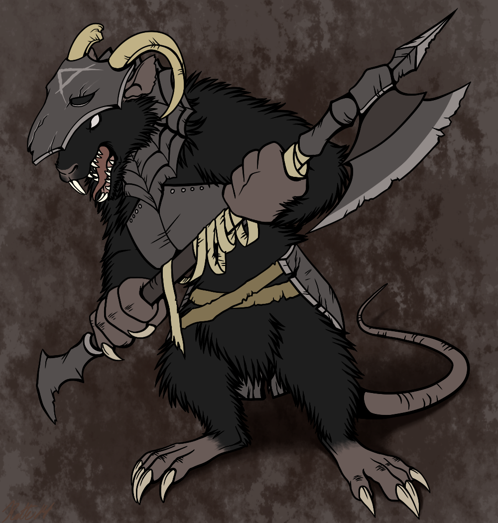 armor horn male mammal rat ratte rodent skaven tagme weapon