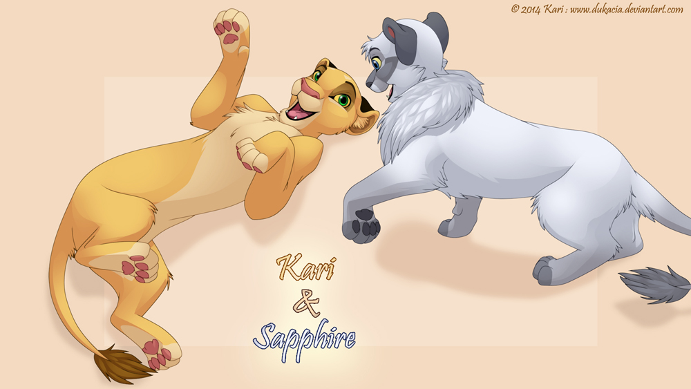 dukacia duo feline female feral kari lion mammal original_character playful sapphire_(dukacia)species:feline