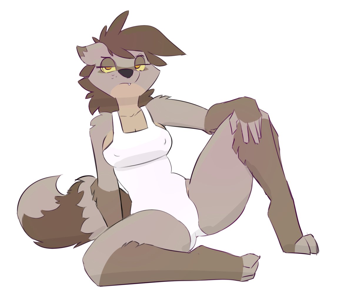 2019 3_toes 5_fingers anthro biped black_nose breasts brown_ears brown_fur brown_hair brown_tail clothing digital_media_(artwork) eyebrows eyelashes female fingerless_(marking) flikcrow fluffy fluffy_tail fur gloves_(marking) grey_ears grey_fur grey_tail hair half-closed_eyes looking_at_viewer mammal markings multicolored_fur nipple_bulge one-piece_swimsuit pouting procyonid raccoon simple_background sitting socks_(marking) solo spread_legs spreading striped_tail stripes swimsuit tan_fur toeless_(marking) toes two_tone_ears two_tone_tail white_background yellow_sclera